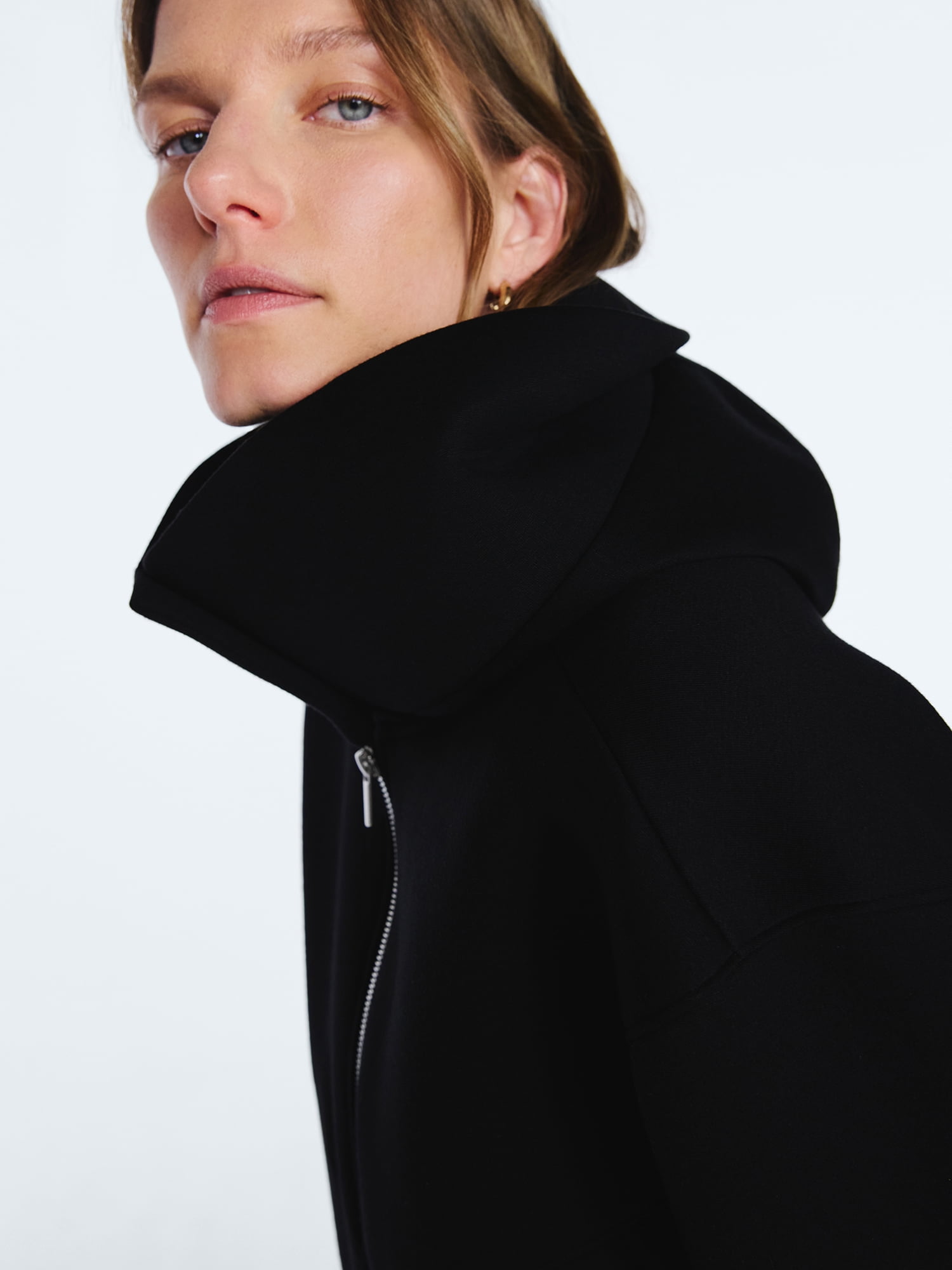 Scoop Women's and Women's Plus Neoprene Fleece Oversized Jacket with Hood, Sizes XS-4X