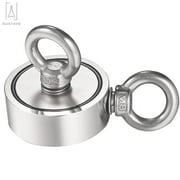 Gustave Double Sided Fishing Magnet 600LBs Pull Strong Magnets Heavy Duty Neodymium Rare Earth Magnet Thick Eyebolt with 10M Rope for Treasure Hunt River Lake Fishing