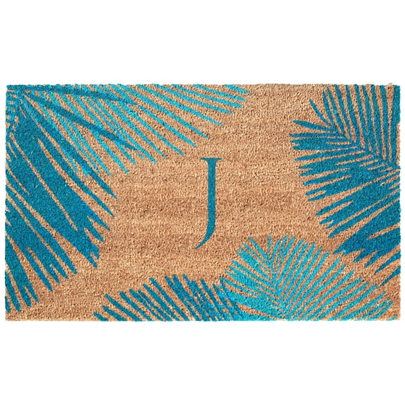 Liora Manne Dwell Palm Border Outdoor Mat Blue J