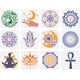 thumbnail image 1 of 12 plantillas de geometría sagrada de 15 x 15 cm con diseño de mandala, flores de loto, árbol de la vida, mano de Hamsa, sol y luna. Plantillas reutilizables., 1 of 7
