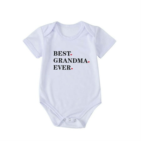 

Summer Savings Clearance! SHENGXINY Baby Rompers Short Sleeve Cute Letter Print Soft Cotton Jumpsuit Playsuit Baby Clothes New Born Overalls 0-24 Months