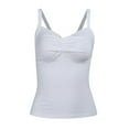 thumbnail image 3 of Yuemengxuan Women’s Fashion Comfortable  Solid Color Pleated V-neck Exposed Navel Camisole, 3 of 9