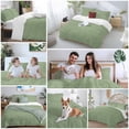 thumbnail image 5 of 3 Piece Vintage Forest Green Duvet Cover Set Queen Size,Microfiber Comforter/Quilt Cover with Corner Ties and 2 Pillowcases,Farmhouse Retro Solid Color Linen Texture Soft Bedding with Zipper Closure, 5 of 8