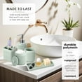thumbnail image 3 of 8-Piece Light Green Bathroom Set - Resin Bathroom Accessories Sets Complete with Shower Curtain and Rugs, Soap Dispenser, Toothbrush Holder, Tumbler & Vanity Organizer, 3 of 15
