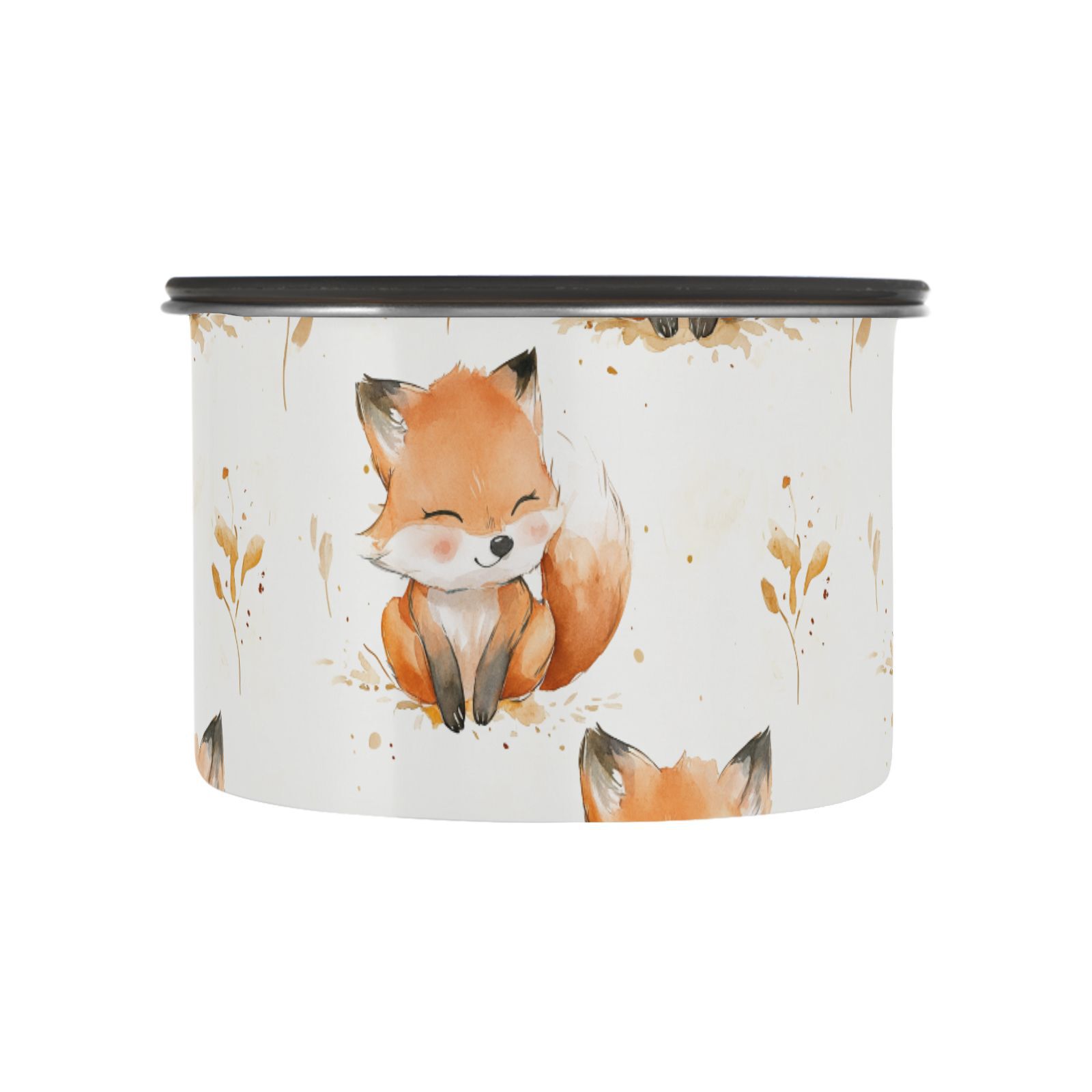 Cute Fox Watercolor Airtight Coffee Bean Canister 30oz Food Storage Containers with Lids For Gournd, Tea, Sugar, Flour, Rice, Cereal, Candy Cookie Jar