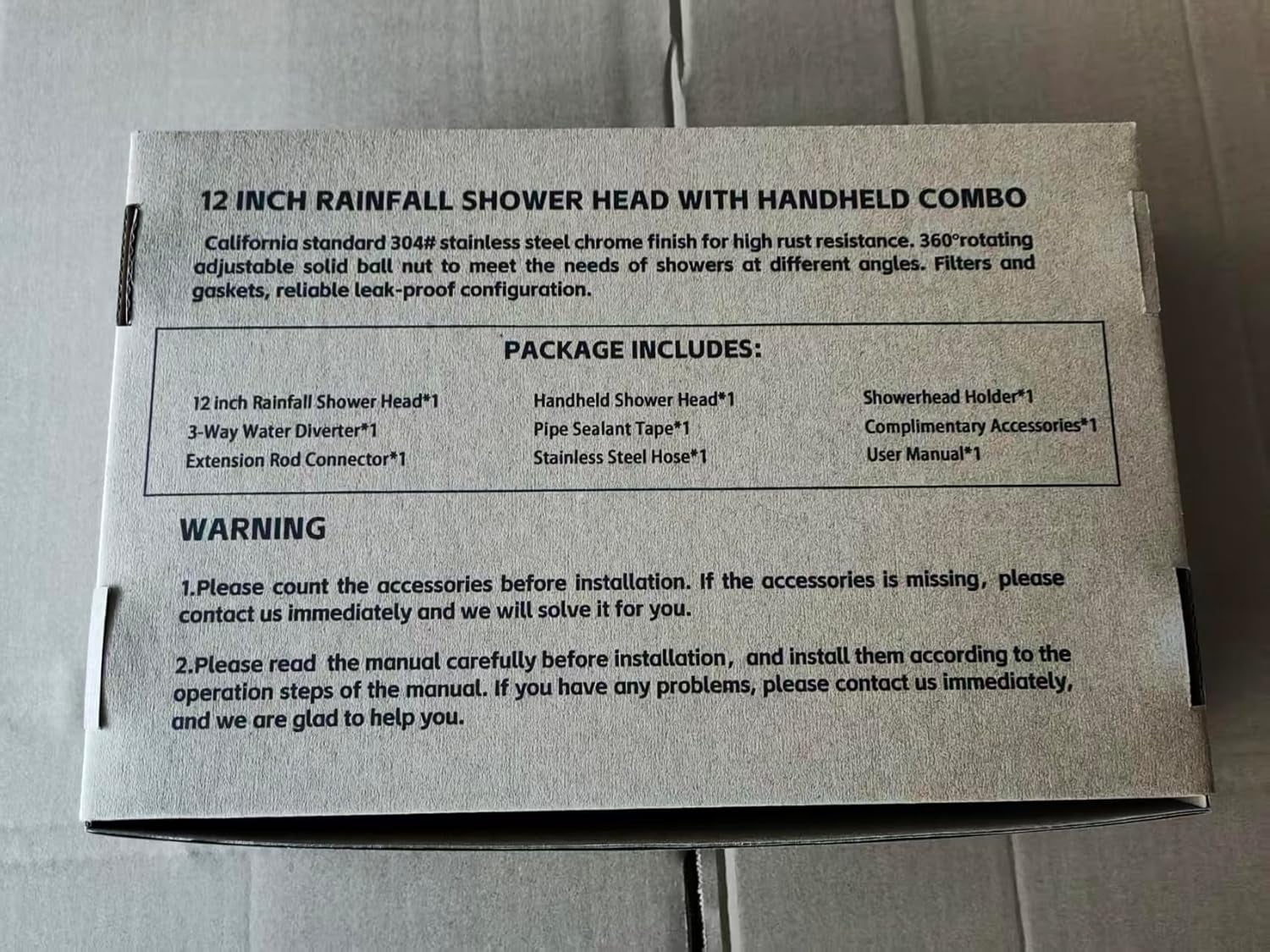 Shower Head, Rain Shower Head with Handheld Spray Combo, 12Inch Adjustable High Pressure Rainfall Shower Head, Dual Showerhead Set with Extension Arm