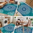 thumbnail image 5 of Teal Blue Boho Area Rug 3x5 FT, Non Slip Entryway Bedside Carpet, Retro White Rustic Flower Ethnic Pattern Washable Soft Floor Carpet Indoor Mat Non-Shedding Throw Rugs for Dorm Kitchen Home Office, 5 of 8