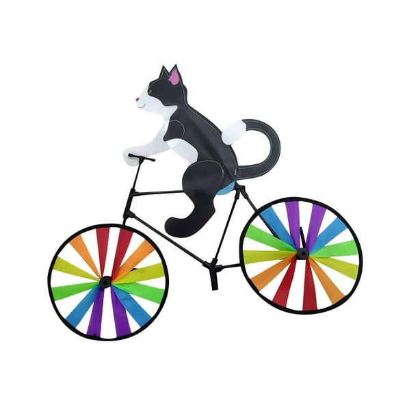Whimsical Cat on Bicycle Garden Spinner Vibrant Windmill Decoration for Outdoor Lawn & Patio, Weather-Resistant