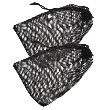 MEIBUTYUP Golf Ball Mesh Drawstring Bag Black Nylon Durable Storage Pouch for Travel 2Pcs