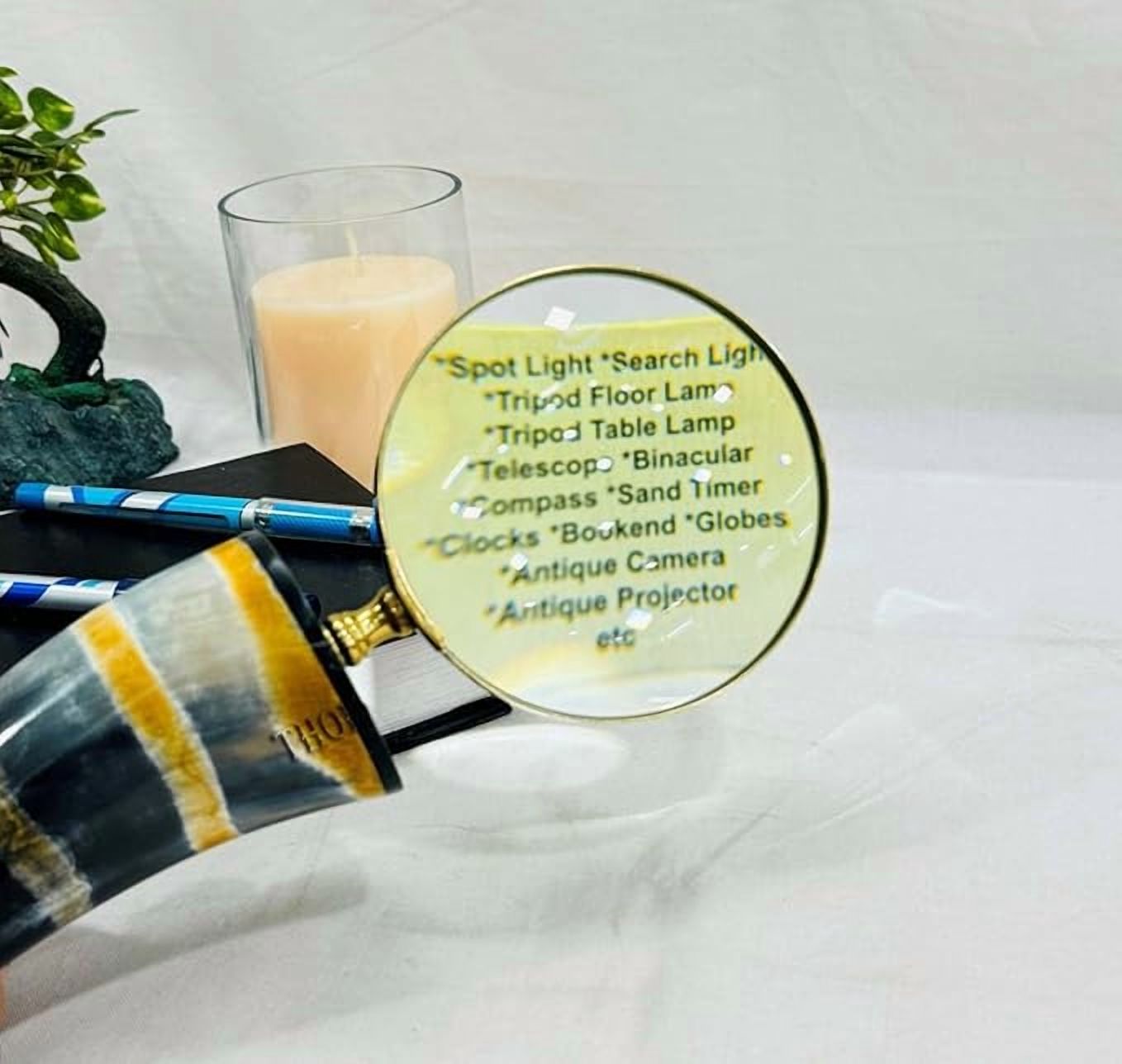Horn Magnifying Glass - Brass Unique Vikings Look for Reading, Collectibles, and Decor