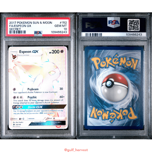 PSA 10 Pokemon Sun & Moon Espeon GX Secret Rare Full Art Graded Card 152/149 GEM MINT