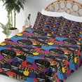 thumbnail image 3 of Ambesonne Emoji Fitted & Top Sheet Set with Shams, Retro Fun and Smiling Faces, Black Mustard Scarlet, 3 of 5