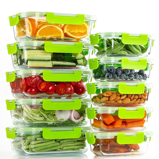 Recipientes de vidrio para almacenamiento de alimentos UMEIED, paquete de 10, a prueba de fugas