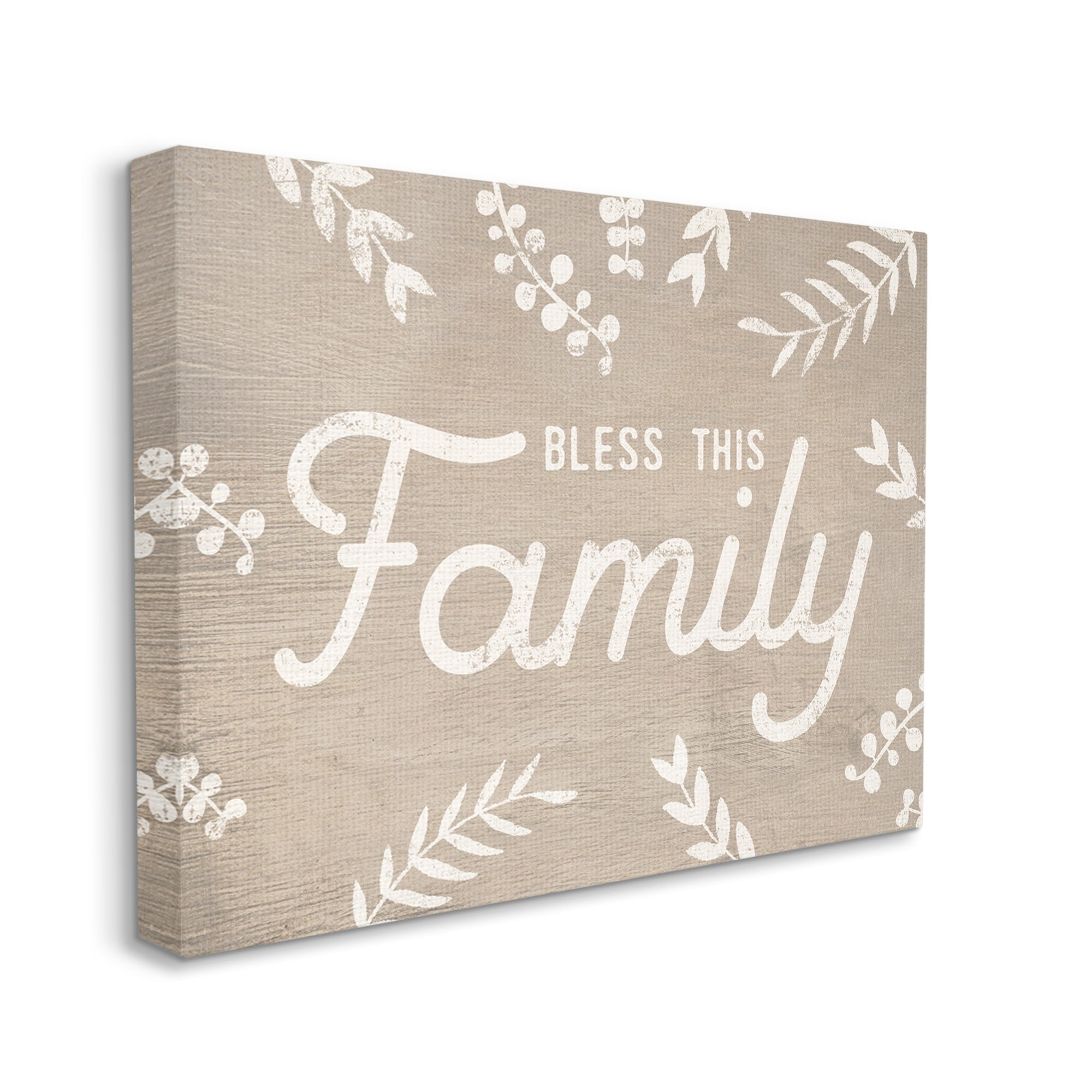 Stupell Industries Bless This Family Country Sentiment Plant Silhouette Border, 20 x 16,Design by Daphne Polselli