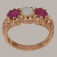 thumbnail image 2 of LBG British Made 9k Rose Gold Natural Opal & Ruby Womens Anniversary Ring - 33 size options - Size 5, 2 of 7