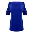 thumbnail image 3 of Blue Women's Short Sleeve T-shirt, Womens Summer Tops V Neck Short Sleeve Basic Plain Tee T Shirt,Women's Short sleeve T-shirt 5XL, 3 of 5