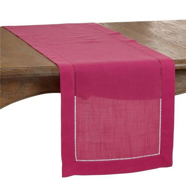 SARO 6313.FU1672B 16 x 72 Po Classique Oblongue Ourlet Border Table Runner Fuchsia