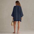 thumbnail image 3 of Linen Set Women Summer Spring 3 Piece Lounge Sets Cardigan Matching Tank Tops and Wide Leg Casual Vacation Outfits Navy XXL, 3 of 5