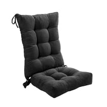 Millsilo 38" x 17" x 3" Indoor Tufted Rocking Chair Cushion & Seat Pad with Non-Slip Base & Secure Ties — Black