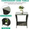 thumbnail image 5 of BOBOKY Outdoor Wicker Side Table Patio Side Tables for Outside, Tempered Glass Top Wicker Table with Storage End Table for Balcony Porch Deck, 17.8"D x 20"W x 17.8"H,Grey, 5 of 8