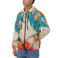 thumbnail image 3 of Wukai Playful Floral Cat Print Men's Zip-Up Hoodie,Fleece Full-Zip Hoodie for Men, Hooded Sweatshirt-Small, 3 of 5