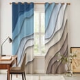 thumbnail image 4 of Navy Blue Brown Ombre Kitchen Curtains 96 Inch Length, Modern Geometric Abstract Cream Grommet Top Bedroom Living Room Curtains, Light Filtering Cafe Curtain Drapes 2 Panels Set 104''x96'', 4 of 9