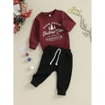 thumbnail image 3 of Wassery Baby Boy Christmas Outfits Clothes 6M 1T 2T 3T Kids Boy Long Sleeve Letter Print Sweatshirt +Elastic Pants 2Pcs Christmas-themed Clothing for Toddler Boy, 3 of 9