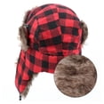 thumbnail image 5 of Buffalo Plaid Aviator Fur Trapper Hat Ushanka Eskimo Russian Bomber Hat with Ear Flaps for Women Men, 5 of 6