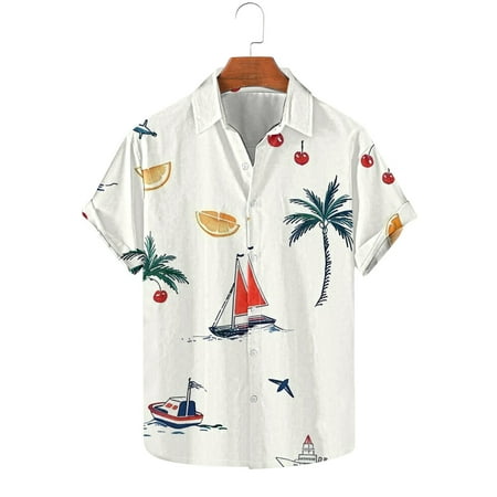 UVEASISHA Mens Hawaii Shirts Short Sleeve Men Button Down Shirt Loose Fit Casual Aloha Shirts Summer Tropical Beach Vacation Shirt Todays Sales Today