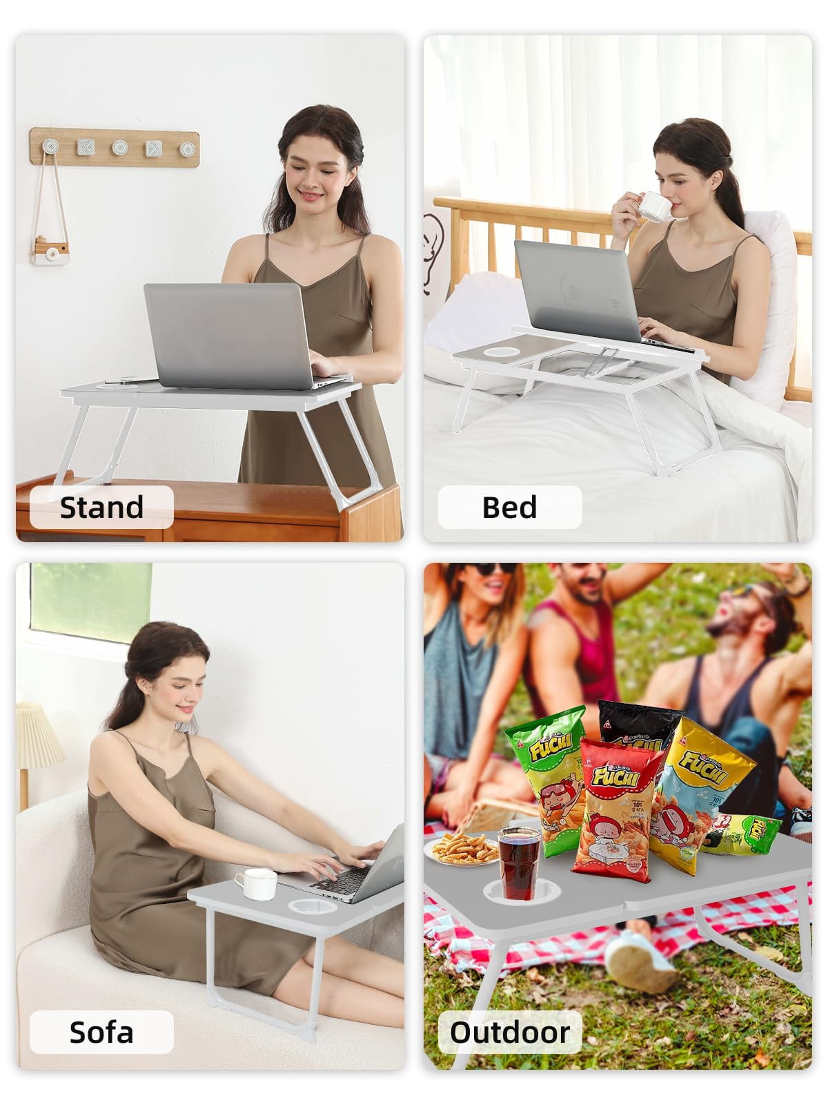 Lap Desk For Couch/sofa/floor  5-angle Adjustable Bed With Foldable &cup Holder Light Weight Tray Table Writing/eating/reading Portable Laptop Stand Adults