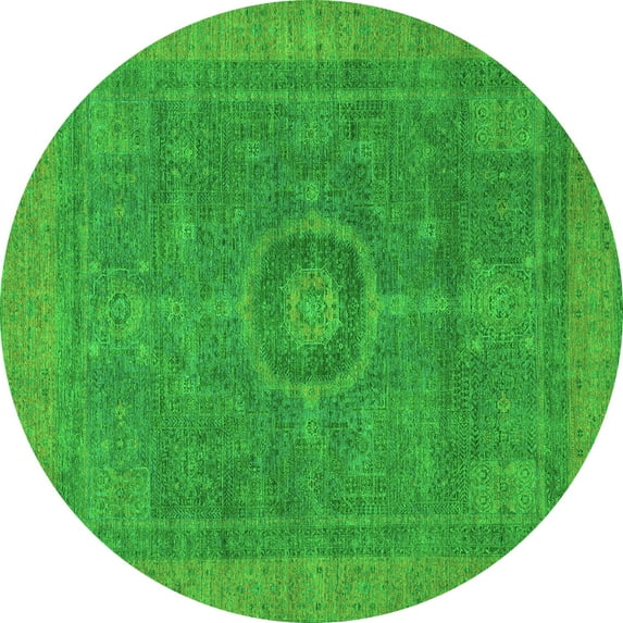 Ahgly Company Indoor Round Abstract Green Modern Area Rugs, 3' Round