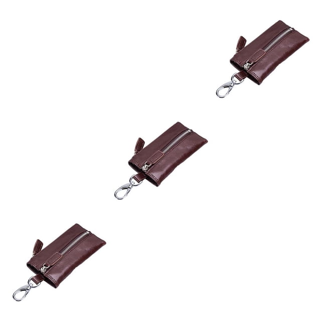 Cartera de cuero Llaves Monedero Llavero Tarjeta de crédito Bolsillo Mujeres Hombres Café Qarigey CBP315757