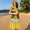 thumbnail image 4 of Easygdp Smiling With Sunglasses para Vestido Transpirable de Mujer, Vestido Suelto de Manga Corta con Pliegues y Bolsillos para el Verano, 4 of 6