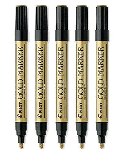 Pilot Gold Metallic Permanent Paint Markers, Medium Point, 5-PACK(41700)