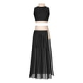 thumbnail image 3 of iiniim Womens Lyrical Dance Costume Sleeveless Crop Top with Side Split Skirt Ballet Dancewear Black M, 3 of 7