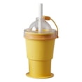 thumbnail image 2 of 2-In-1 Collapsible Silicone Ice Ball Maker Cup, New Foldable Ice Hockey Cup with Straw and Lid, Leakproof Travel Tumbler for Camping, Office, Summer Cold Drinks (Yellow, 15.3*9cm/3.5*6in), 2 of 9