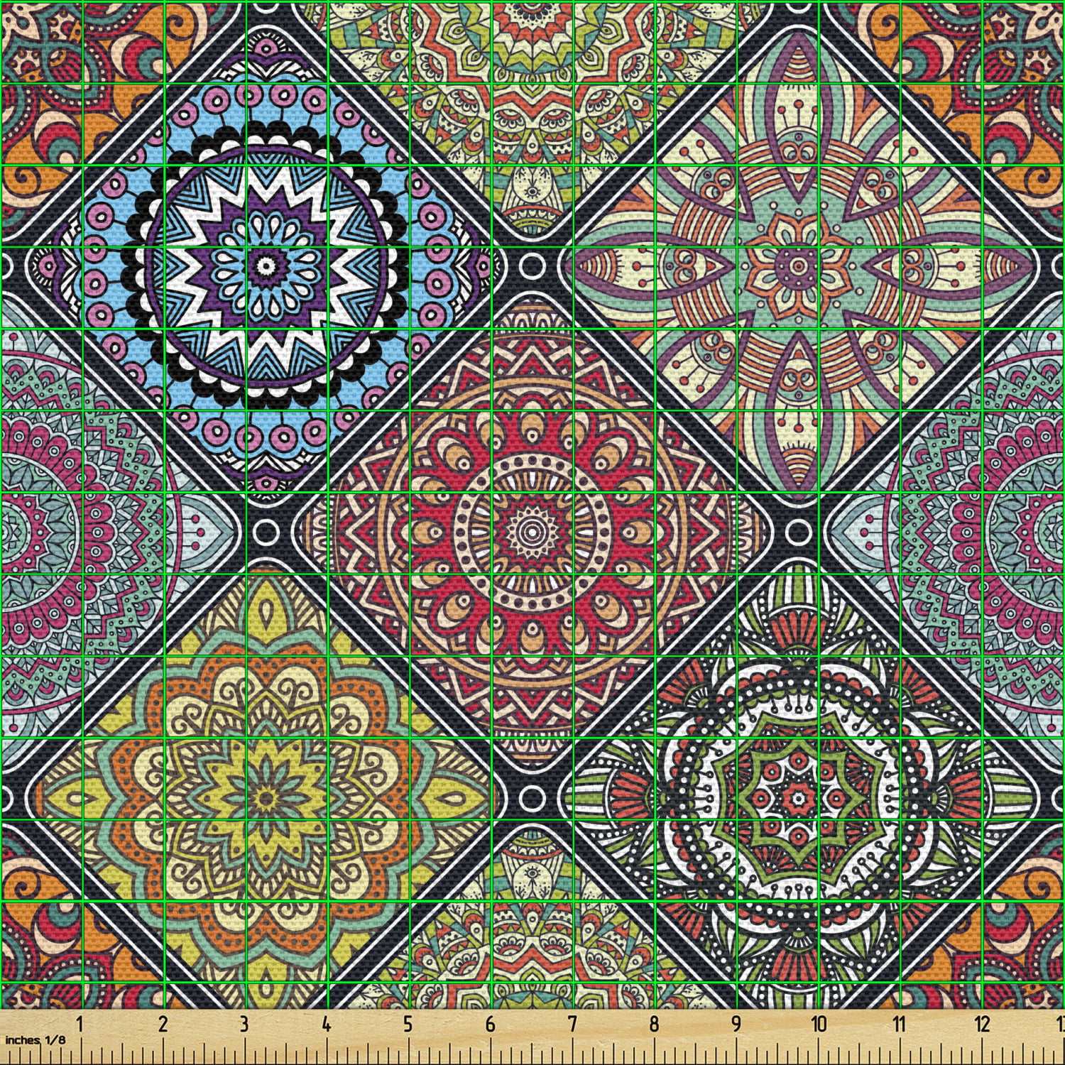 spektrum provokere budget Mandala Fabric by the Yard, Checkered Rectangles Pattern Various Oriental  Inspired Motifs Culture, Decorative Upholstery Fabric for Sofas and Home  Accents, Multicolor by Ambesonne - Walmart.com