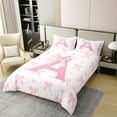 thumbnail image 2 of Pink Bow Cotton Duvet Cover Twin Size,Initial Letter A Chic Romantic Bedding Set with 1 Pillow Sham,Princess Style Bowknot Love Hearts Girly Fairy Comforter Cover(No Filler),2 Pcs, 2 of 6