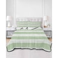thumbnail image 2 of Quilts Twin Size Bedding Set, Sage Green Striped Lightweight Quilted Comforter, Farmhouse Vintage Stripes Soft Reversible Bedspread Coverlet with Pillow Covers for All Season, 68" x 86", 2 of 7