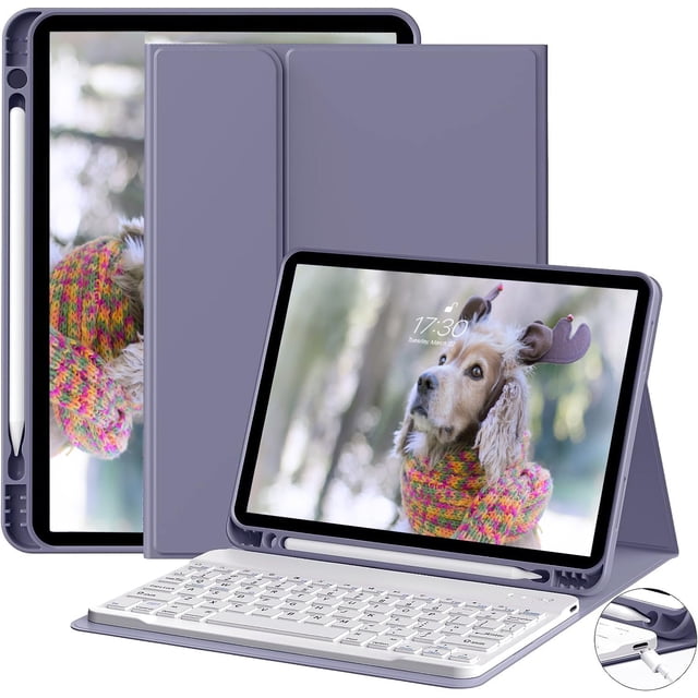 Funda con teclado GKABXY para iPad Air de 11 y 10,9 pulgadas, azul y gris