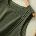 thumbnail image 6 of JGGSPWM Womens Solid Color Pleated Cotton Linen Tank Top Vintage Crew Neck Casual Sleeveless Vest Green XXL, 6 of 8