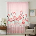 thumbnail image 2 of Pink Flamingo Semi Sheer Curtains Drapes for Living Room, Bedroom, French Doors Window 108 Inches Long, Valentine's Day Birds Lake Animals Rod Pocket Chiffon Curtain Drapery Voile Draperies Panel, 2 of 8