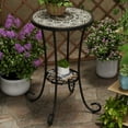 thumbnail image 2 of GDF Studio French Country Outdoor Side Table with Mosaic Ceramic Top and Metal Base, Brown, 2 of 10
