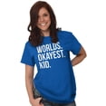 thumbnail image 4 of Worlds Okayest Kid Son Daughter Funny Plus Size Crewneck Graphic Tee Shirt Brisco Brands 4X, 4 of 5