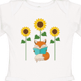 thumbnail image 4 of Inktastic Reading Book Lover Sunflower Fox Boys or Girls Long Sleeve Baby Bodysuit, 4 of 5