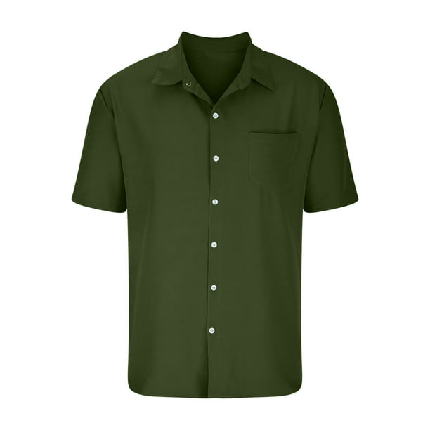 UVEASISHA Mens Short Sleeve Shirt Basic Solid Casual Business