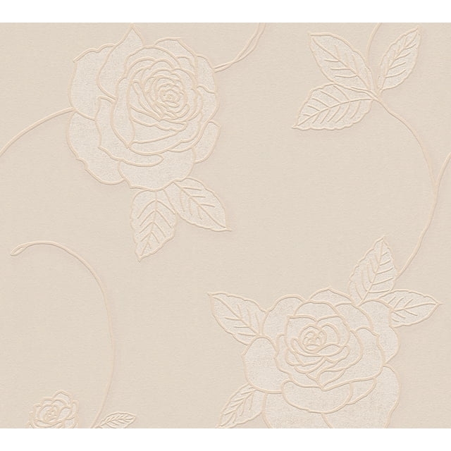 Moments - motifs Baroques, Fleurs et Guirlandes Rouleau de Papier Peint Beige, Moderne
