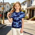 thumbnail image 6 of WPPGONE Toddler Girls Camo Tunic T Shirt Puff Short Sleeve Classic Camouflage Print Graphic Tees Crewneck Breathable Activewear Daily Outdoor Sport Play Outfits Apparel, 6 of 8
