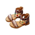 thumbnail image 2 of BRGZLK Bohemian Girls Vintage Sandals Summer High Top Ethnic Soft Sole Open Toe Comfortable Shoes Zipper Back Roman Flat Sandals with Tassel Beaded,Gift for Kids Girls Red 2-2.5 Years, 2 of 7