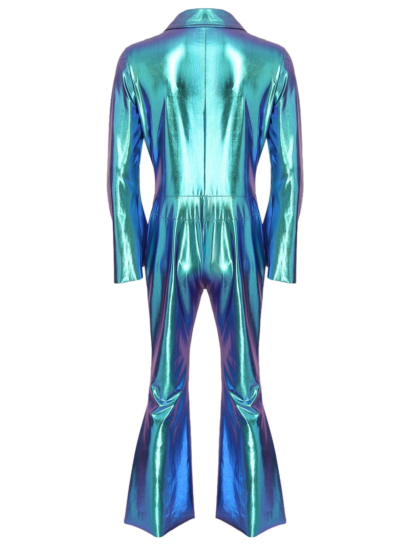 Eandarui Men's 70s Disco Metallic Shiny Jumpsuit Costume Flare